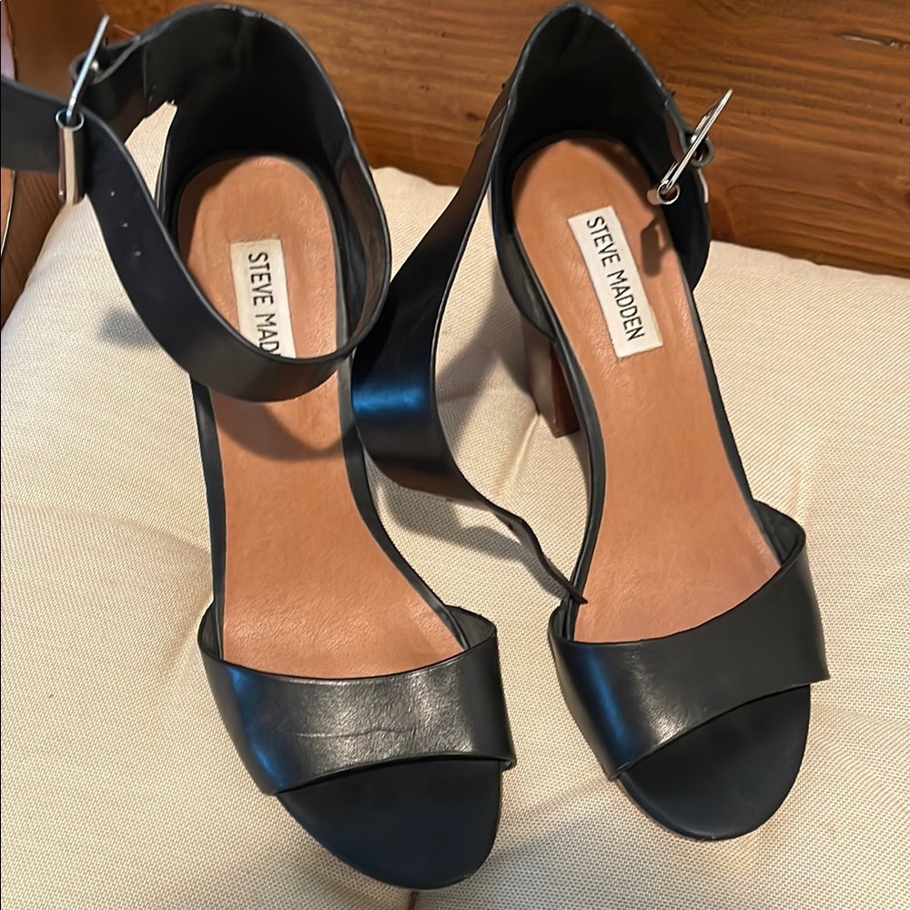 Steve Madden Black Ankle Strap Heels